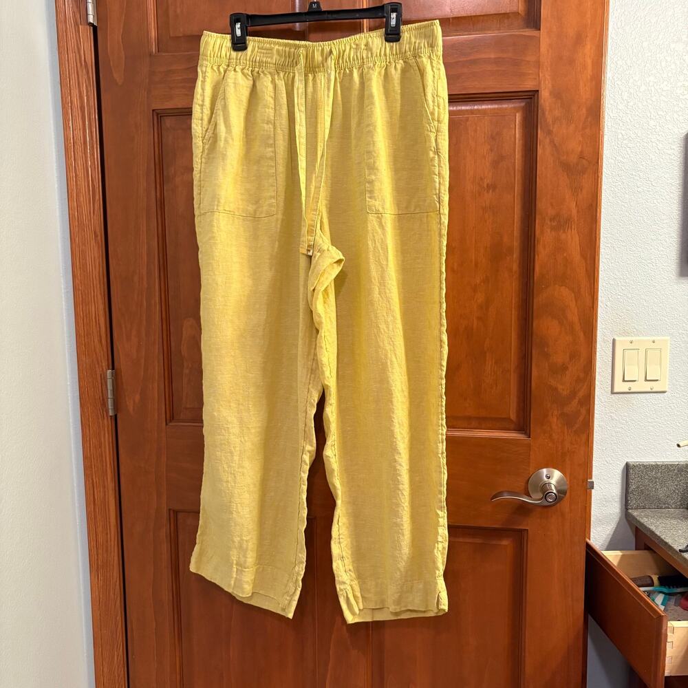 Joie 100% Linen Wide Leg Yellow Pants Size XL